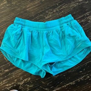 Hotty Hot Lulu Lemon 2.5” Turquoise Shorts worn once size 8 reg